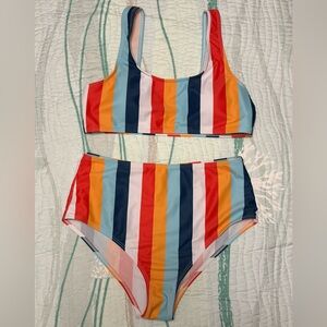 SHEIN Multicolor Striped Swimwear